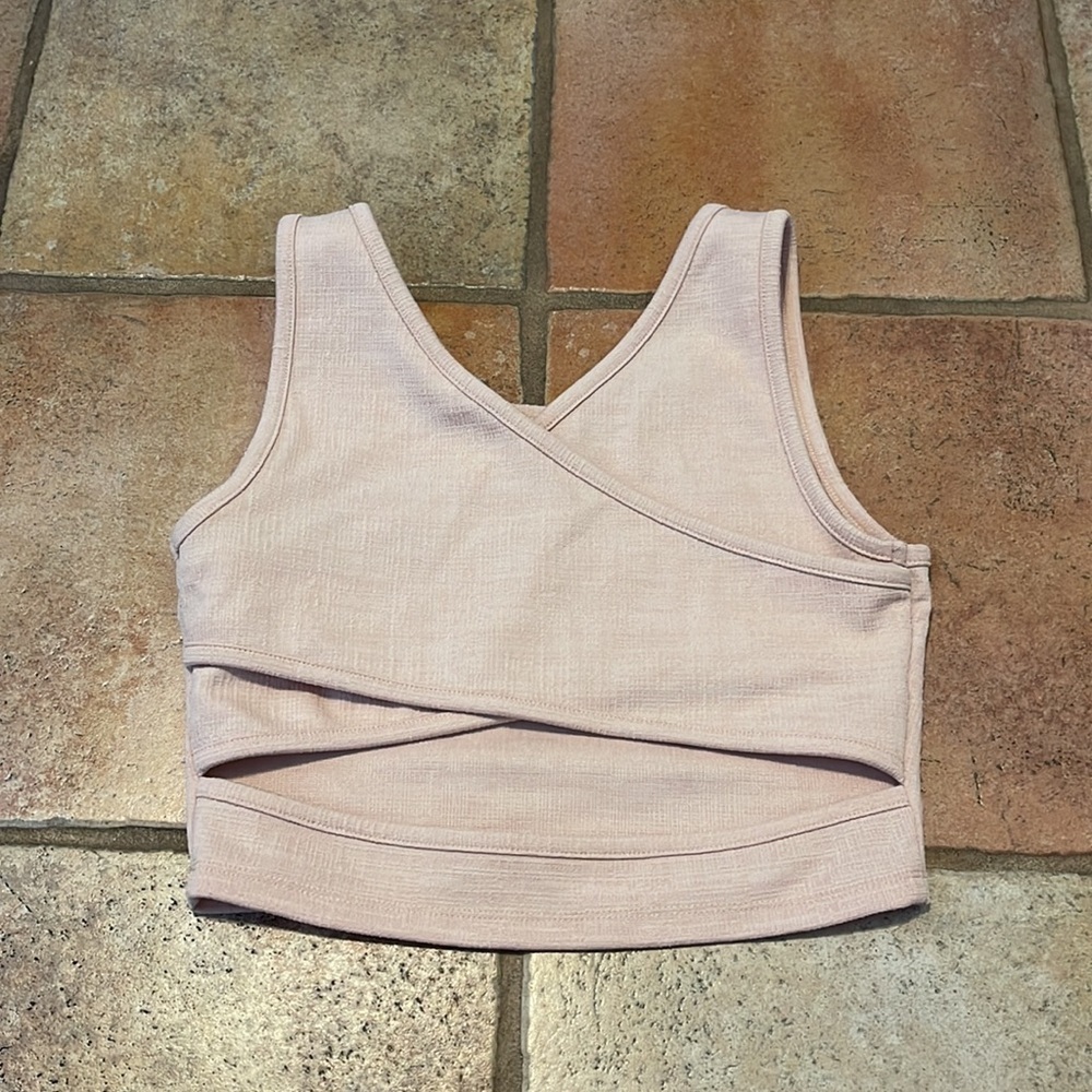 Roxy Pale Pink Ribbed Crop Tank Top - Picture 2 of 5